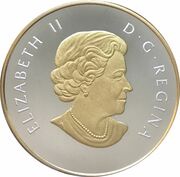 10 Dollars - Elizabeth II Caribou, selective gold plated obverse image
