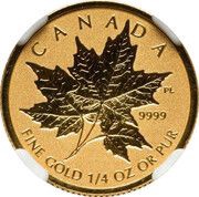 10 Dollars - Elizabeth II Incused GML fractionnal set; 1⁄4 oz, Canada, 2014 reverse image