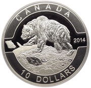10 Dollars - Elizabeth II Grizzly Bear, Canada, 2014 reverse image