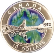 10 Dollars - Elizabeth II The Northern Lights, Canada, 2014 reverse image