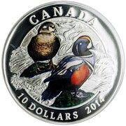 10 Dollars - Elizabeth II Harlequin Duck, Canada, 2014 reverse image