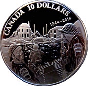 10 Dollars In the name of George VI; Anniversary of D-Day, Canada, 2014 reverse image