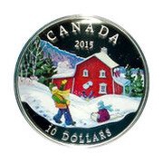 10 Dollars - Elizabeth II Winter Scene, Canada, 2015 reverse image