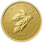10 Dollars - Elizabeth II Fractional GML; 1⁄4 oz, Canada, 2015 reverse image