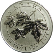10 Dollars - Elizabeth II ½ oz. Canadian Maple Leaves 2015, Canada, 2015 reverse image