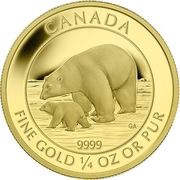 10 Dollars - Elizabeth II Polar Bear and Cub, Canada, 2015 reverse image