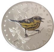 10 Dollars - ELizabeth II Magnolia Warbler, Canada, 2015 reverse image