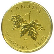 10 Dollars - Elizabeth II Maple leaves and 3rd Effigy, Canada, 2015 reverse image