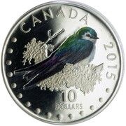 10 Dollars - Elizabeth II Violet-green Swallow, Canada, 2015 reverse image