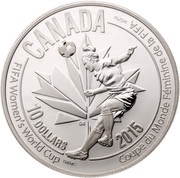 10 Dollars - Elizabeth II Heading the Ball, Canada, 2015 reverse image