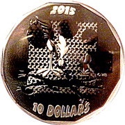 10 Dollars - Elizabeth II Road Runner, Canada, 2015 reverse image