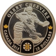 10 Dollars - Elizabeth II Boston Bruins - Gerry Cheevers, Canada, 2015 reverse image