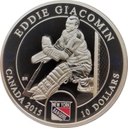 10 Dollars - Elizabeth II New York Rangers - Eddie Giacomin, Canada, 2015 reverse image