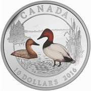 10 Dollars - Elizabeth II Canvasback Duck, Canada, 2016 reverse image