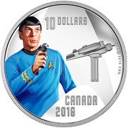 10 Dollars - Elizabeth II Star Trek - Spock, Canada, 2016 reverse image