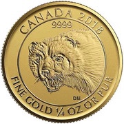 10 Dollars - Elizabeth II Wolverine; Bullion, Canada, 2018 reverse image