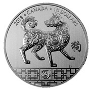 10 Dollars - Elizabeth II Year of the Dog, Canada, 2018 reverse image