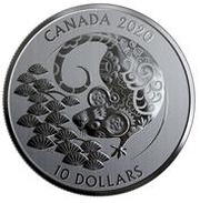 10 Dollars - Elizabeth II Year of the Rat, Canada, 2020 reverse image