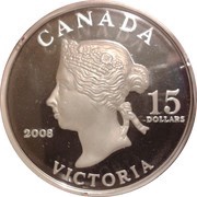15 Dollars - Elizabeth II Queen Victoria, Canada, 2008 reverse image