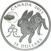 15 Dollars - Elizabeth II Year of the Rabbit, Canada, 2011 reverse image