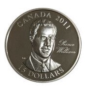 15 Dollars - Elizabeth II 4th portrait; Prince William, Canada, 2011 reverse image
