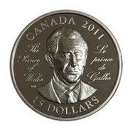 15 Dollars - Elizabeth II 4th portrait; Prince Charles, Canada, 2011 reverse image