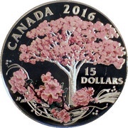 15 Dollars - Elizabeth II Cherry Blossoms, Canada, 2016 reverse image