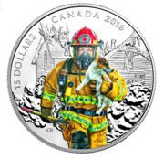 15 Dollars - Elizabeth II Firefighter, Canada, 2016 reverse image