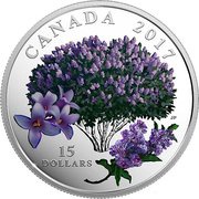 15 Dollars - Elizabeth II Lilac Blossoms, Canada, 2017 reverse image