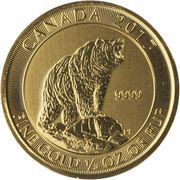 15 Dollars - Elizabeth II Grizzly Bear, Canada, 2017 reverse image