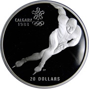 20 Dollars - Elizabeth II Speed Skating, Canada, 1985 reverse image