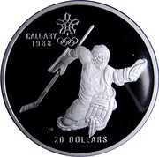 20 Dollars - Elizabeth II Hockey, Canada, 1986 reverse image