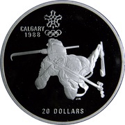 20 Dollars - Elizabeth II Biathlon, Canada, 1986 reverse image