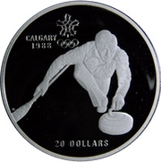 20 Dollars - Elizabeth II Curling, Canada, 1987 reverse image