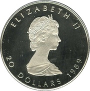 20 Dollars - Elizabeth II 2nd Portrait; ½ oz. Platinum Bullion Coinage obverse image