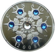 20 Dollars - Elizabeth II Sapphire Crystal Snowflake, Canada, 2008 reverse image