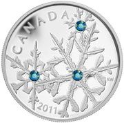 20 Dollars - Elizabeth II Montana Blue Small Crystal Snowflake, Canada, 2011 reverse image