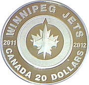 20 Dollars - Elizabeth II Winnipeg Jets, Canada, 2011 reverse image