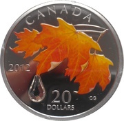 20 Dollars - Elizabeth II Sugar Maple Crystal Raindrop, Canada, 2012 reverse image