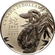 20 Dollars - Elizabeth II Year of The Snake, Canada, 2013 reverse image