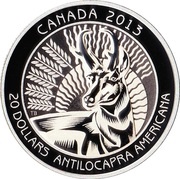 20 Dollars - Elizabeth II The Pronghorn, Canada, 2013 reverse image