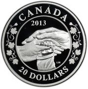 20 Dollars - Elizabeth II Three hands, Canada, 2013 reverse image