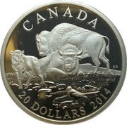 20 Dollars - Elizabeth II Bison: A Family At Rest, Canada, 2014 reverse image