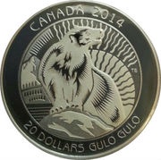 20 Dollars - Elizabeth II Wolverine, Canada, 2014 reverse image