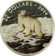20 Dollars - Elizabeth II Polar Bear, Canada, 2014 reverse image