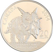 20 Dollars - Elizabeth II Xenoceratops Foremostensis, Canada, 2014 reverse image
