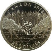 20 Dollars - Elizabeth II White-Tailed Deer; The Duel, Canada, 2014 reverse image