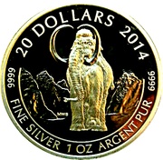 20 Dollars - Elizabeth II Woolly Mammoth, Canada, 2014 reverse image