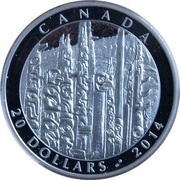 20 Dollars - Elizabeth II Carr; Totem Forest, Canada, 2014 reverse image