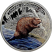 20 Dollars - Elizabeth II Beaver at work, Canada, 2015 reverse image